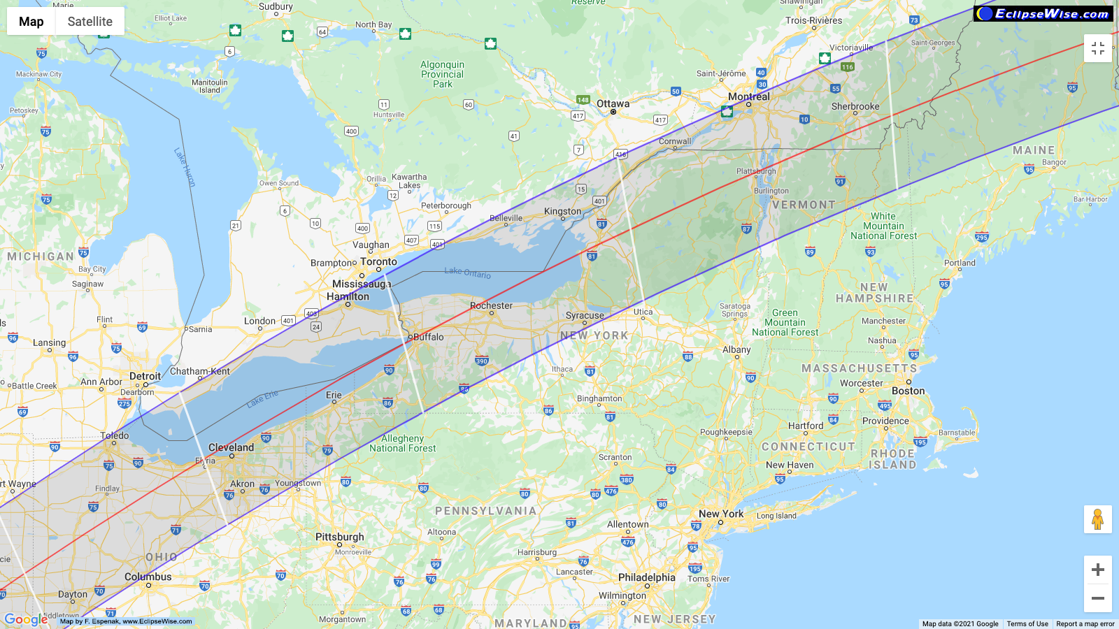 Eclipse Maps - Rochester Total Solar Eclipse 2024